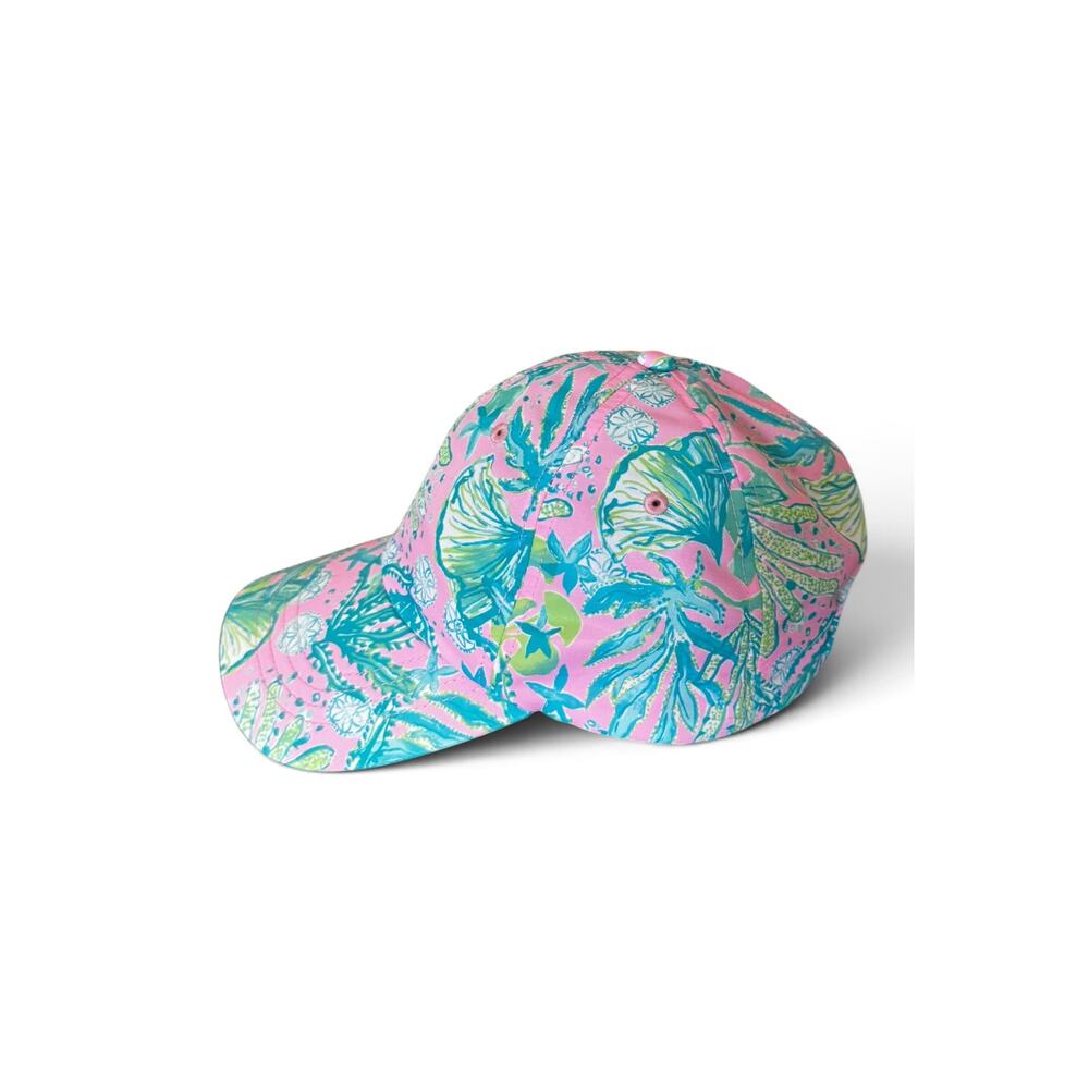 Lilly Pulitzer Run Around Baseball Hat Cap Pink And Blue Tropical Print - Picture 2 of 6